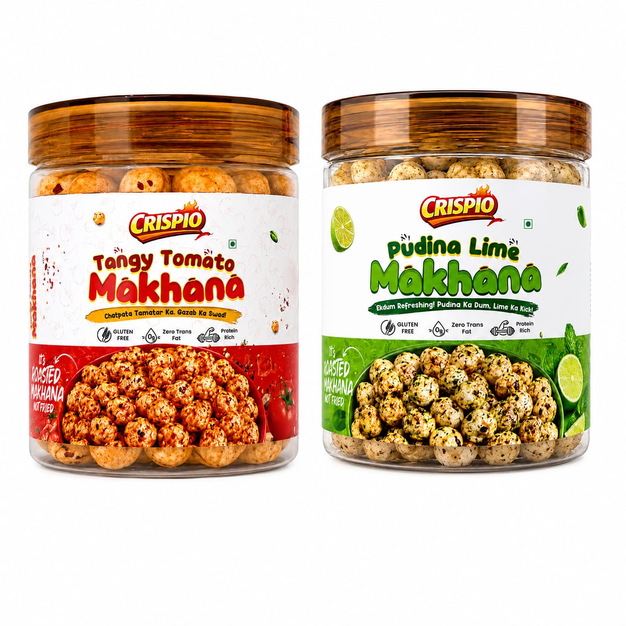 Crispio Crunchy Flavoured Makhana – Tangy Tomato & Pudina Lime — Crispio Roasted Makhana