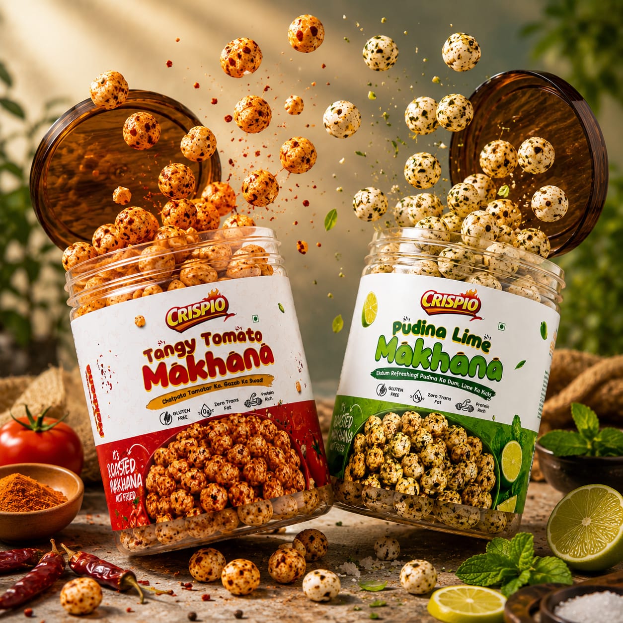 Crispio Crunchy Flavoured Makhana – Tangy Tomato & Pudina Lime — Image 2