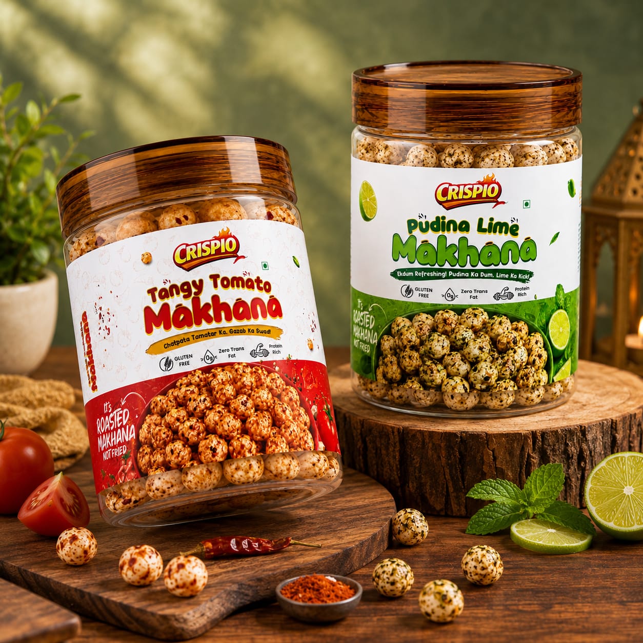 Crispio Crunchy Flavoured Makhana – Tangy Tomato & Pudina Lime — Image 3