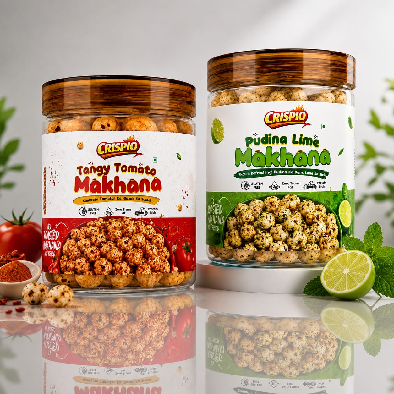 Crispio Crunchy Flavoured Makhana – Tangy Tomato & Pudina Lime — Image 4