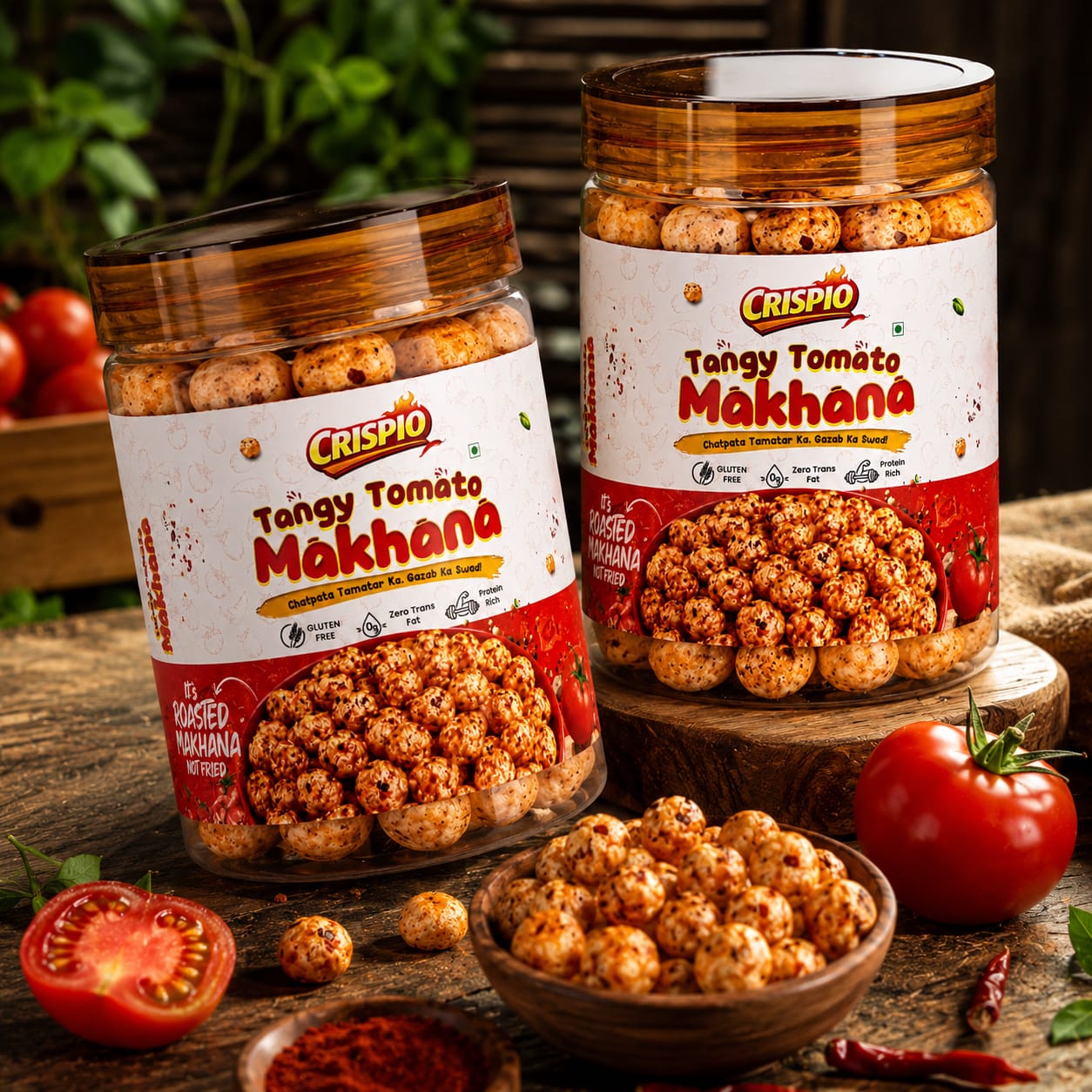 Crispio Tangy Tomato Makhana – Pack of 2 | Roasted Flavoured Makhana — Image 3