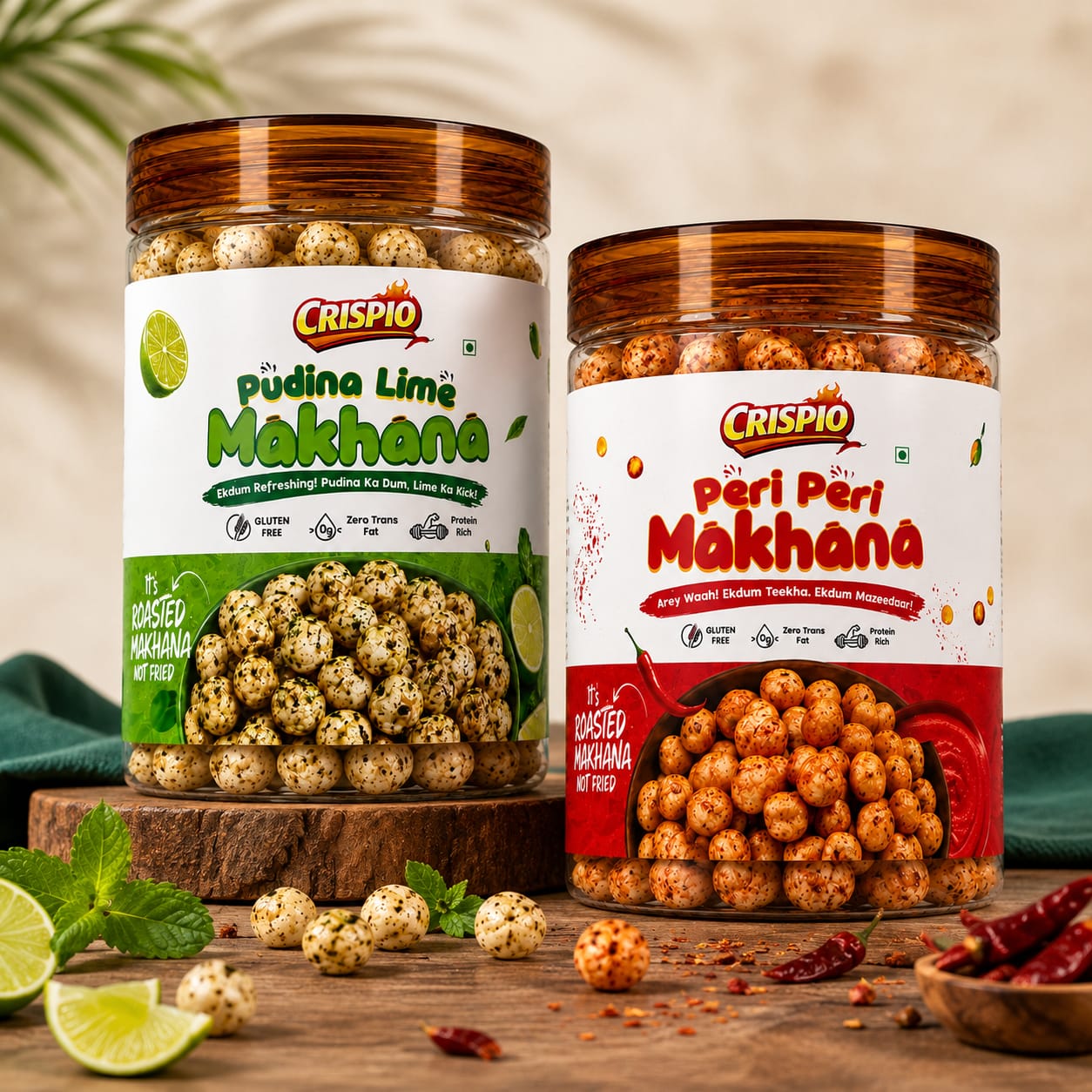 Crispio Makhana Duo Pack of 2 – Pudina Lime & Peri Peri Roasted Flavoured Makhana — Image 2