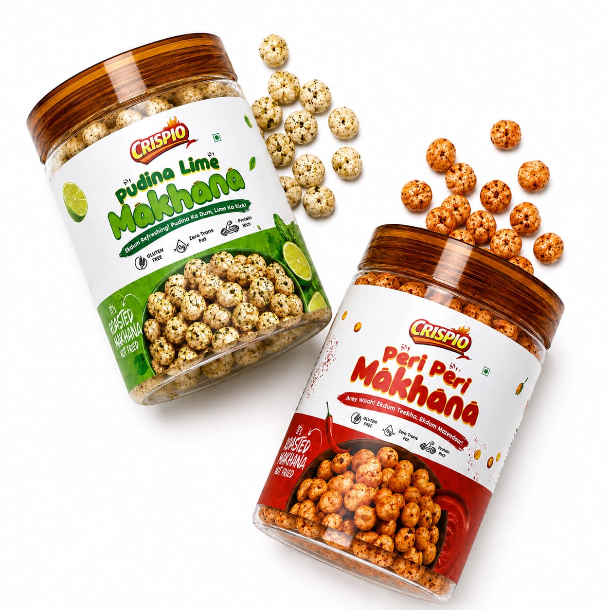 Crispio Makhana Duo Pack of 2 – Pudina Lime & Peri Peri Roasted Flavoured Makhana — Image 3