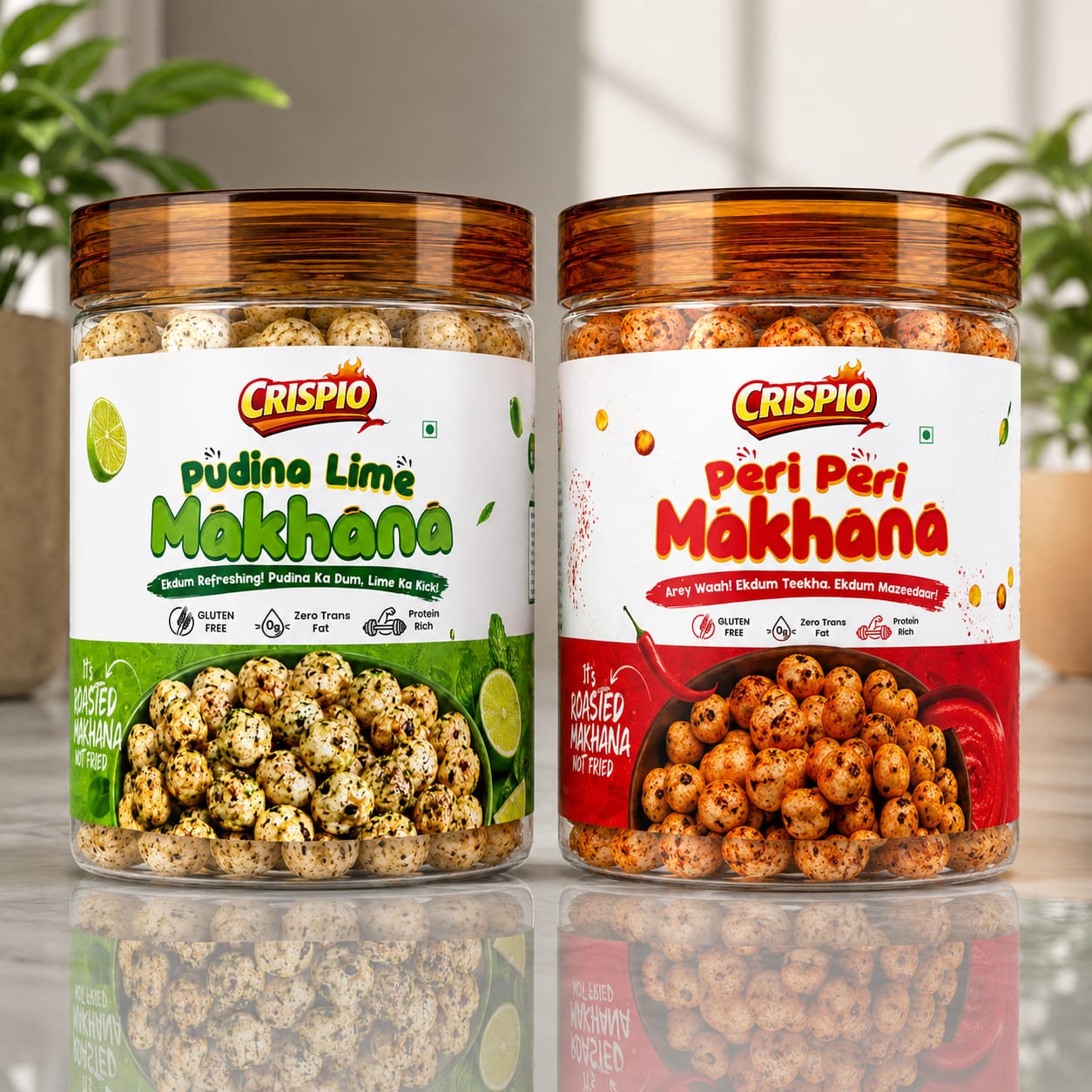 Crispio Makhana Duo Pack of 2 – Pudina Lime & Peri Peri Roasted Flavoured Makhana — Image 4