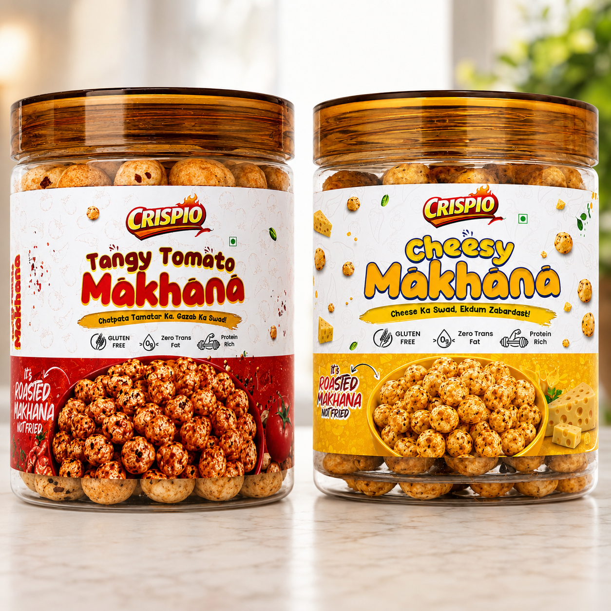 Crispio Roasted Makhana Delight – Pack of 2 (Tangy Tomato + Cheesy) — Image 2